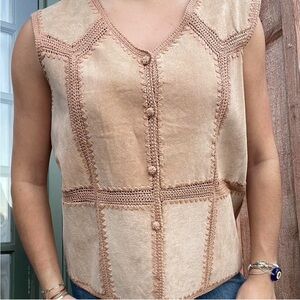 Vintage 70s Suede and Knit Vest